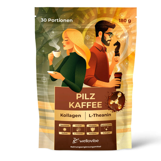 Wellovibe Pilzkaffee — Ruhige Energie. Klarer Kopf. Null Absturz