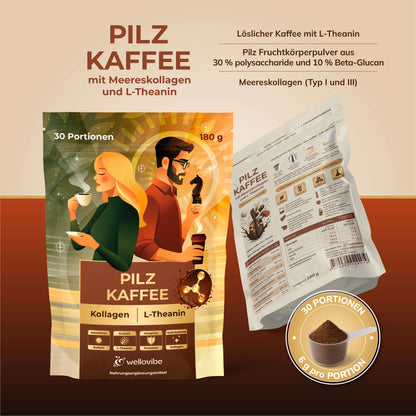 Wellovibe Pilzkaffee — Ruhige Energie. Klarer Kopf. Null Absturz