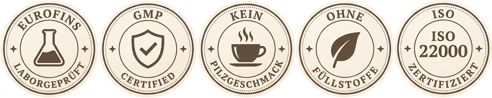 Eurofins laborgeprüft, GMP, kein Pilzgeschmack, ohne Füllstoffe, ISO 22000
